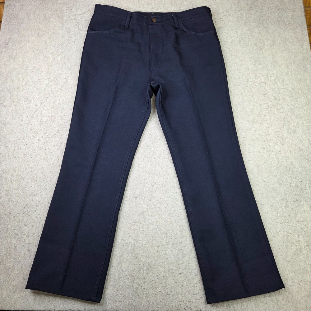 Vintage Wrangler Wrancher Dress Jeans Men 38x32 Navy 82NV Western Cowboy 80s USA
